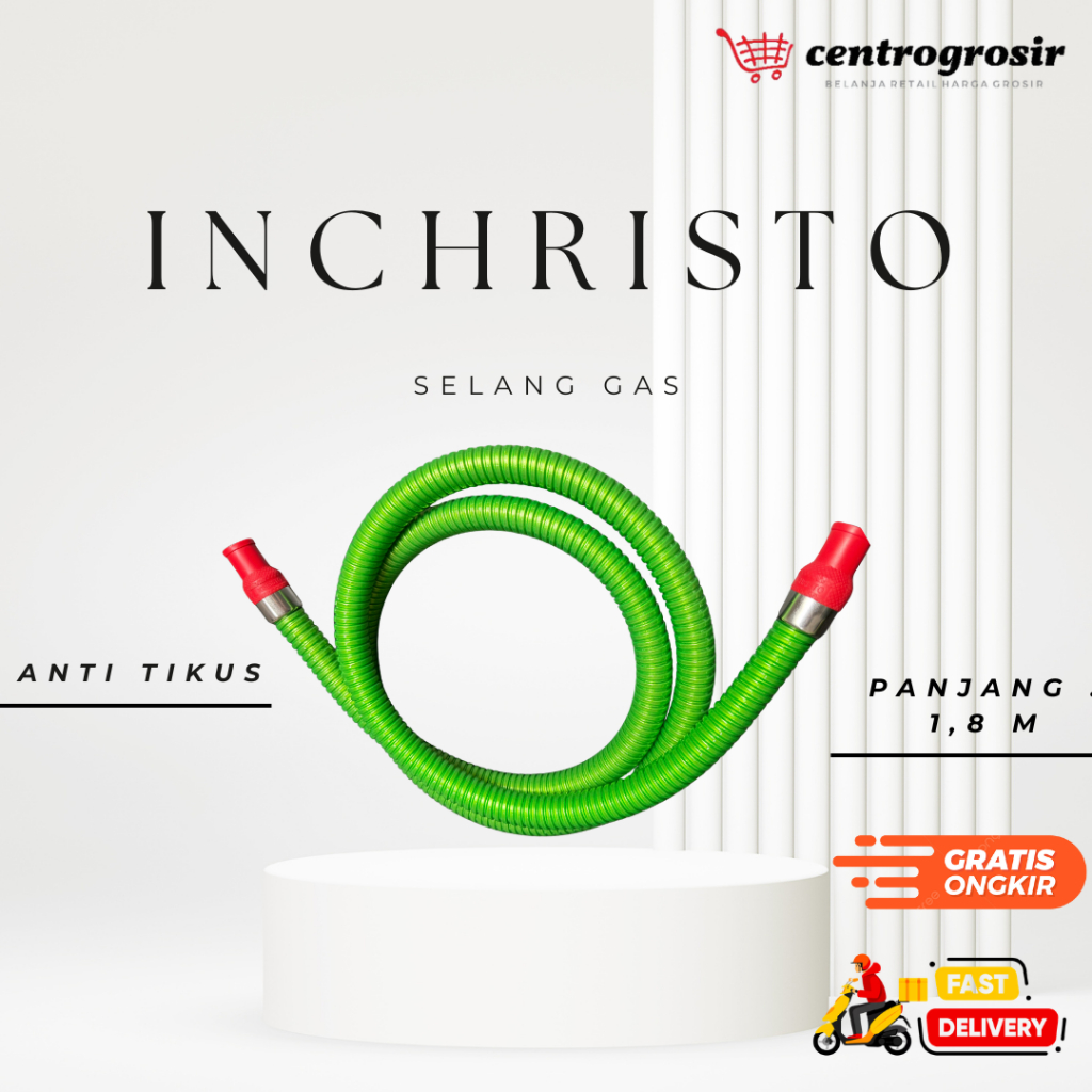 Inchristo Selang Baja Spiral Kompor gas Hijau Premium Anti Bocor