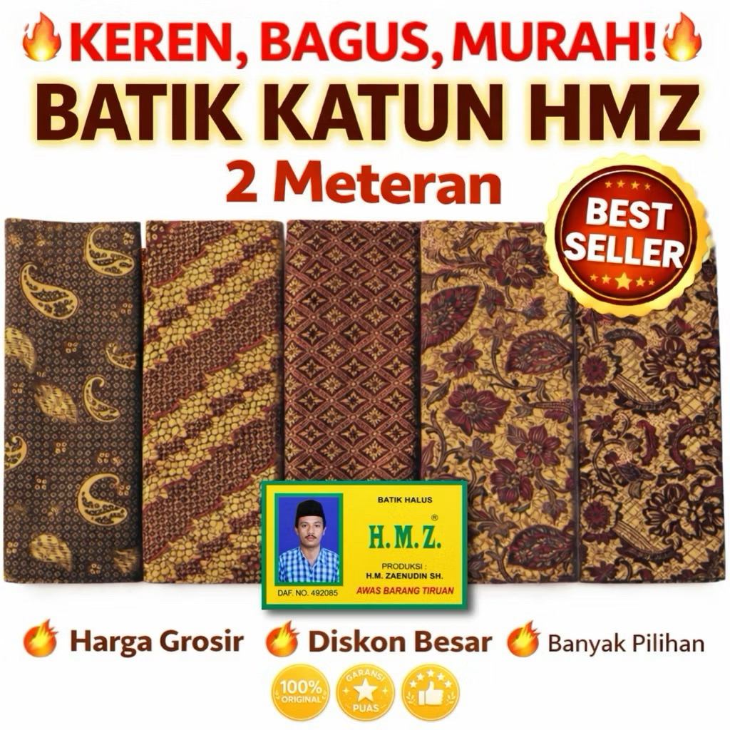 Samping Sarung Kebat HMZ Batik Katun Wanita Bahan Tebal Adem Lembut Bagus Halus dan Nyaman