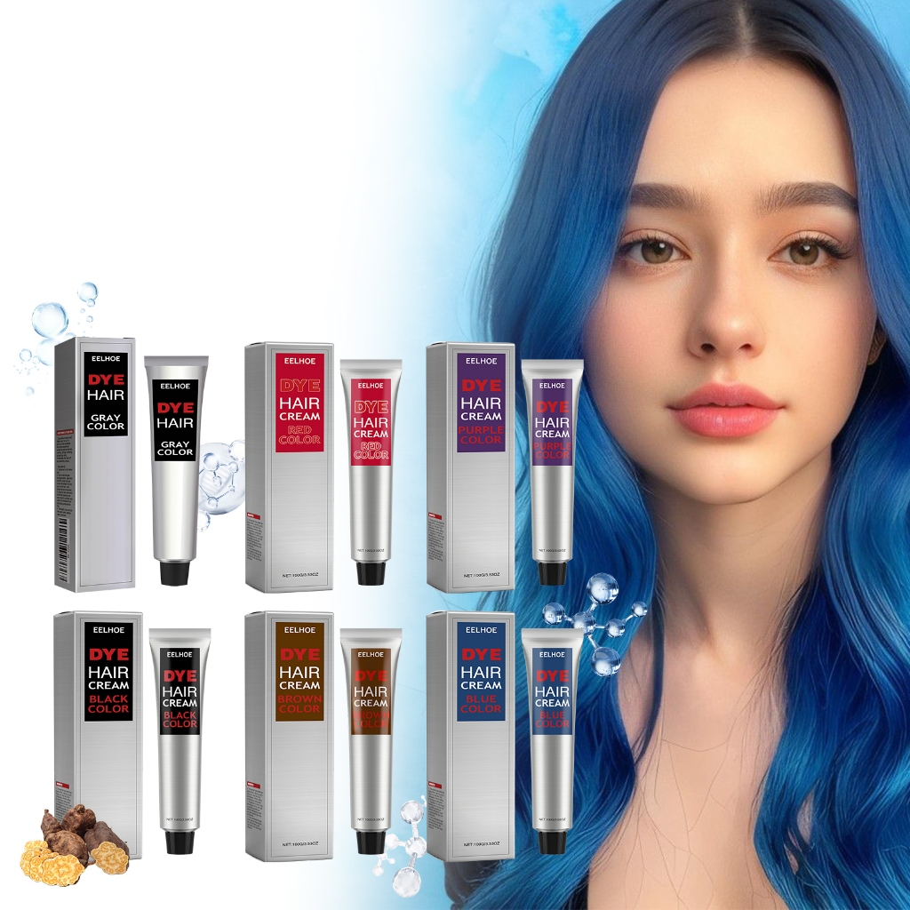 EELHOE Hair Dye Cream 100g Semi Permanen Tahan Lama Tidak Merusak Rambut Mudah Diaplikasikan Warna T