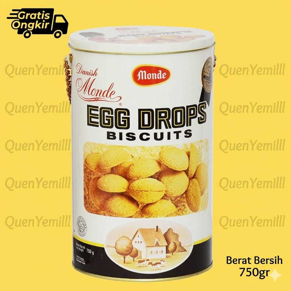 Monde Egg Drop Biskuit Kaleng Besar 750gr 750 gram 750g 750gram | Monde Egg Drop Biscuit Rantai