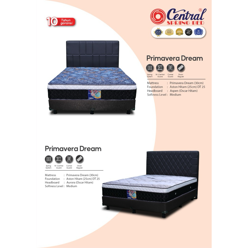 Springbed  central 120 Primavera dream set divan ori(kasur+divan sandaran)