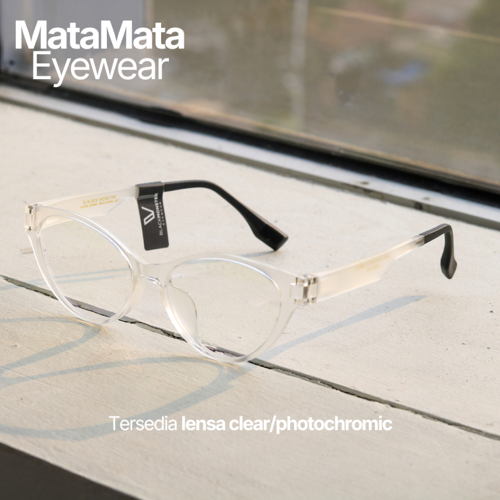 MataMata Eyewear x BlackMonster Frame Kacamata Transparan Cat Eye Modern