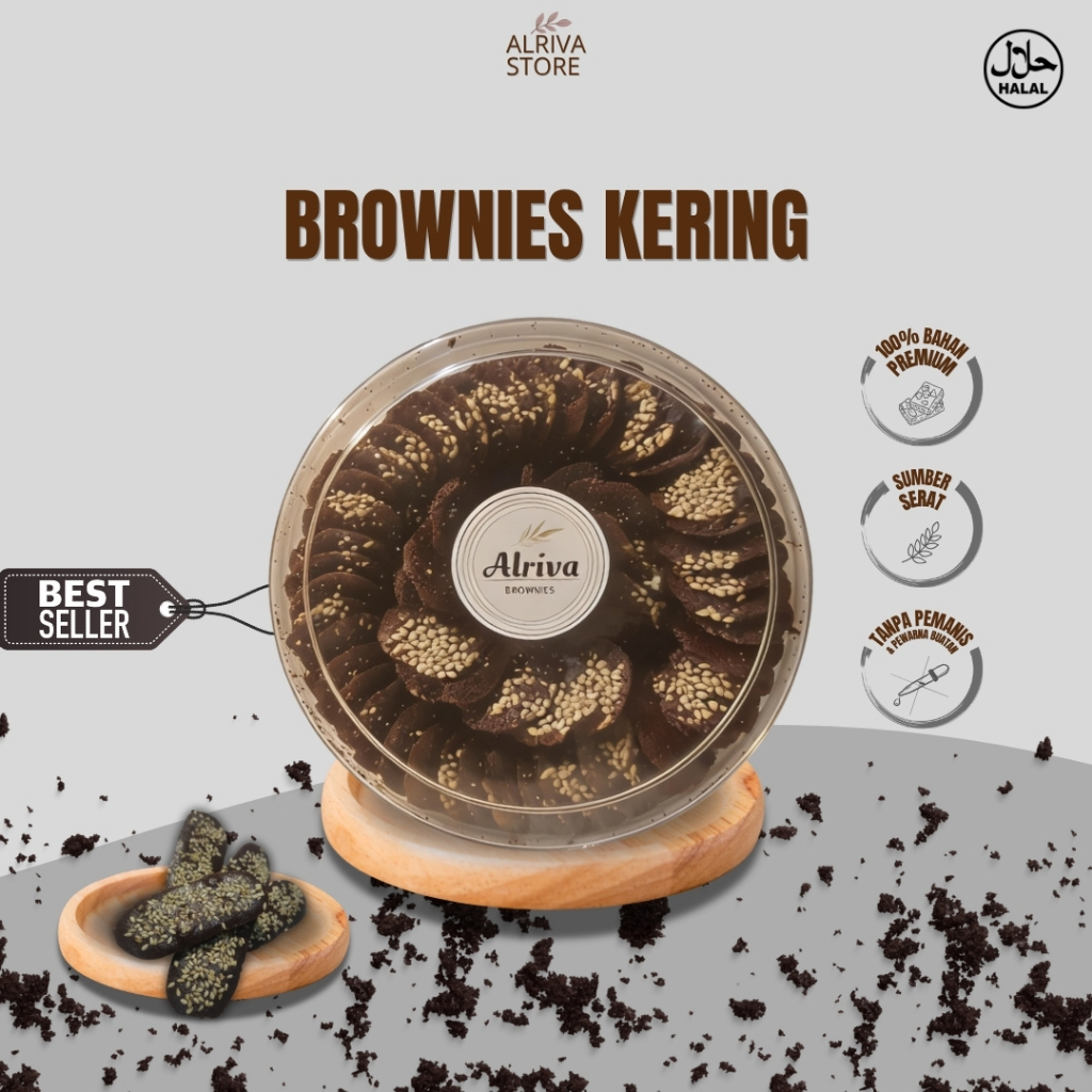 Brownies Kering Toples BPOM HALAL ( wijen ) | Alriva Brownies