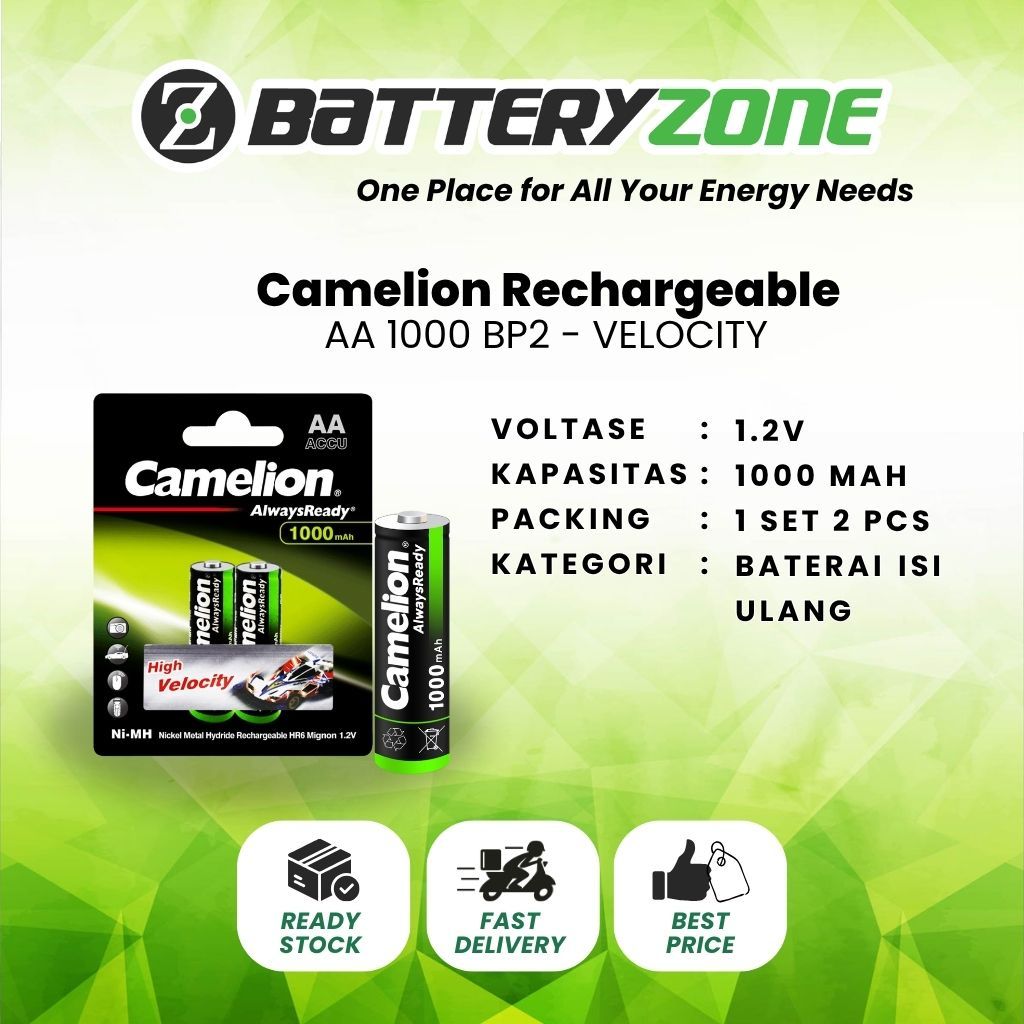 Camelion Rechargeable  AA 1000 BP2 - VELOCITY