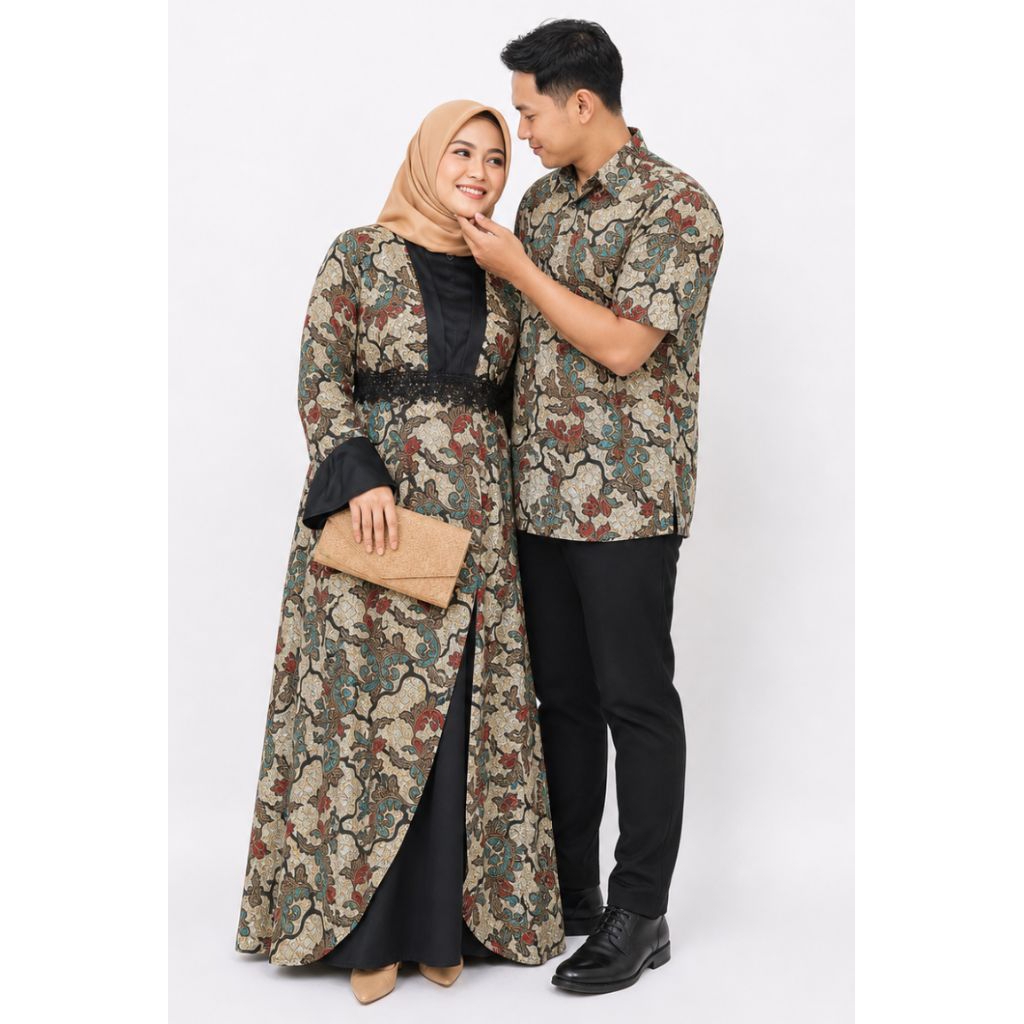 Couple Gamis Big Size "Jb5"-Sarimbit Batik Jumbo-Gamis Jumbo-Seragam Muslim-Baju Big Size- Ld 130 cm