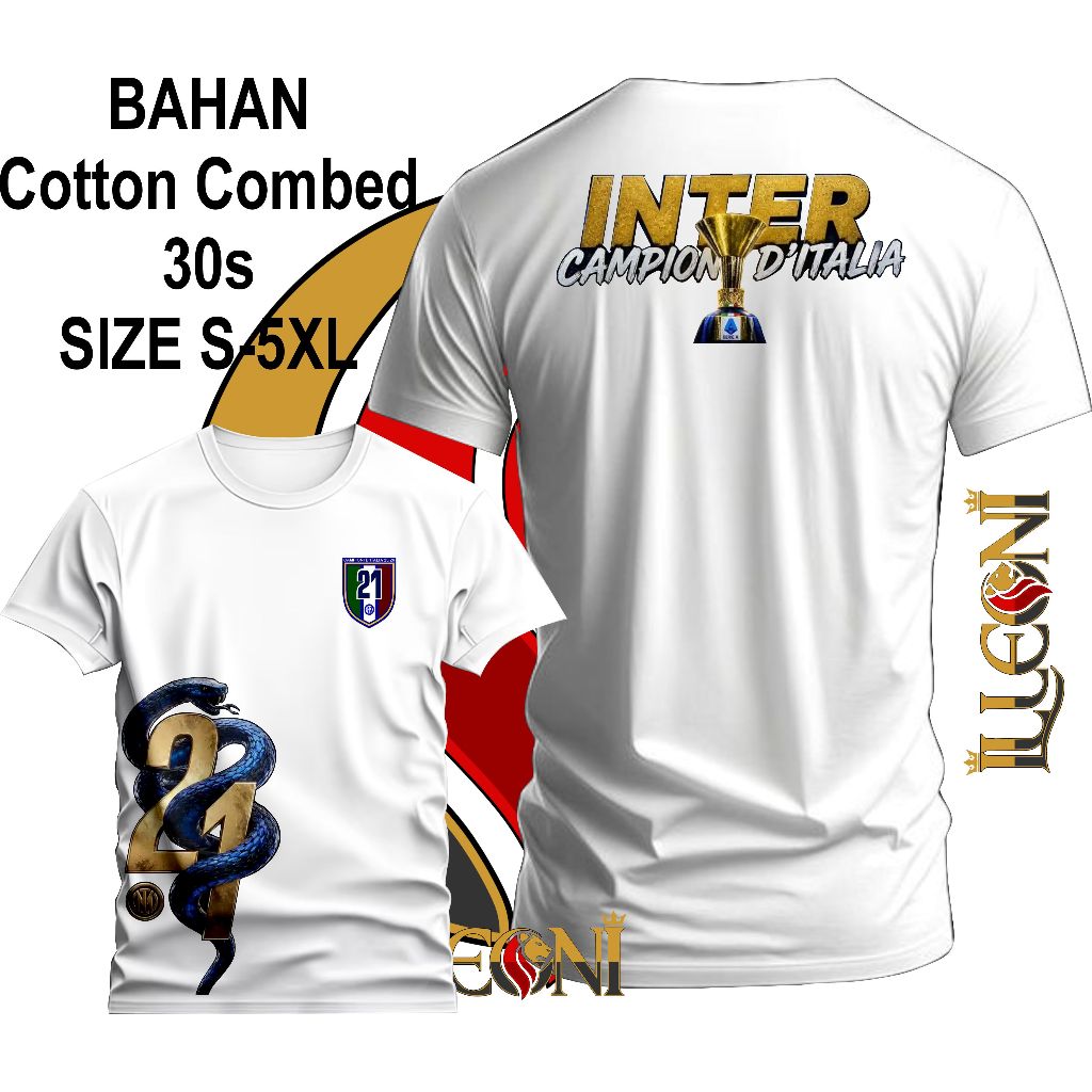 BIG SIZE (S-5XL) Kaos inter Scudetto21 ular samping | kaos Inter Milan Champions 2026