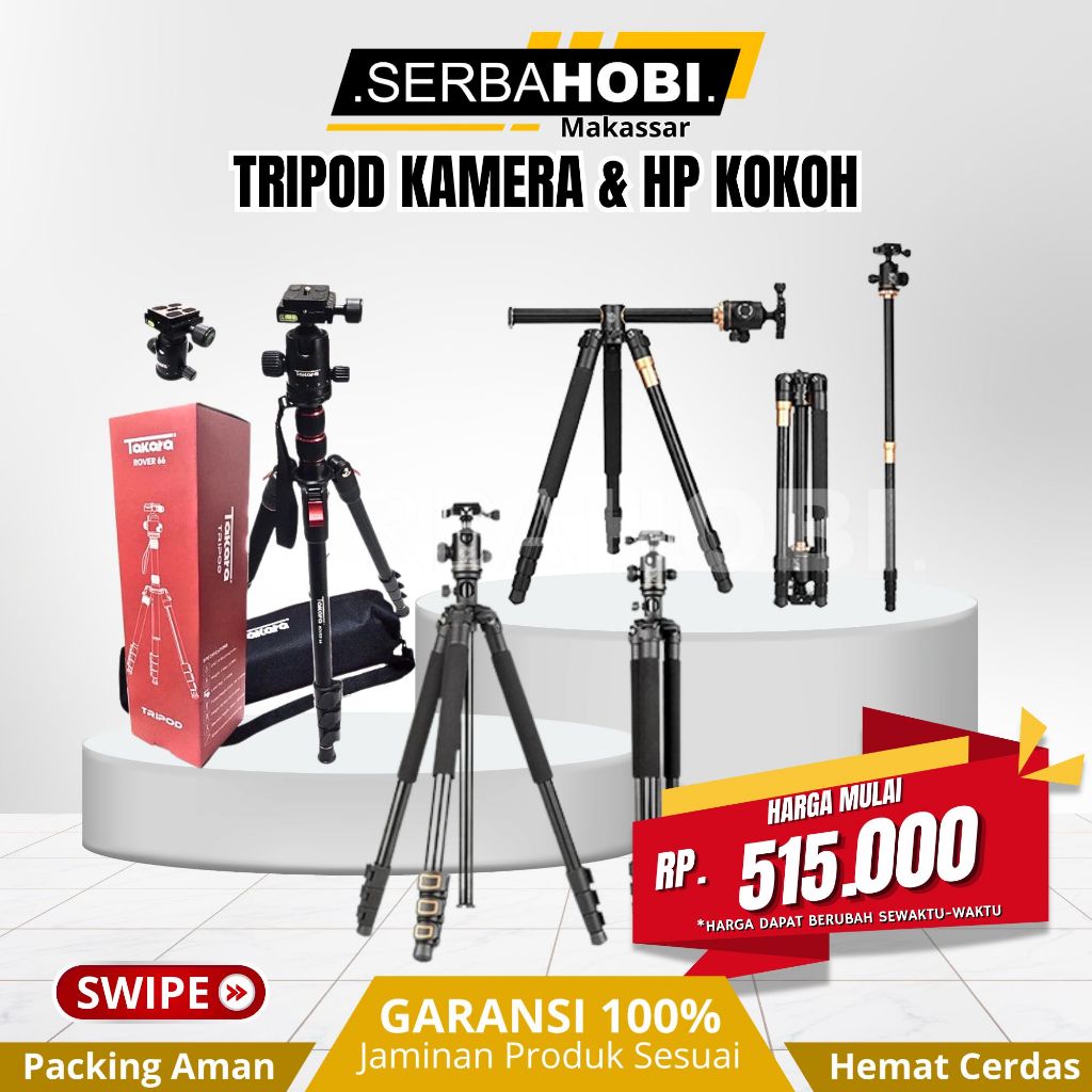 Tripod Kamera Profesional Kokoh / Bisa Jadi Monopod / Support DSLR Mirrorless / Cocok untuk Shooting