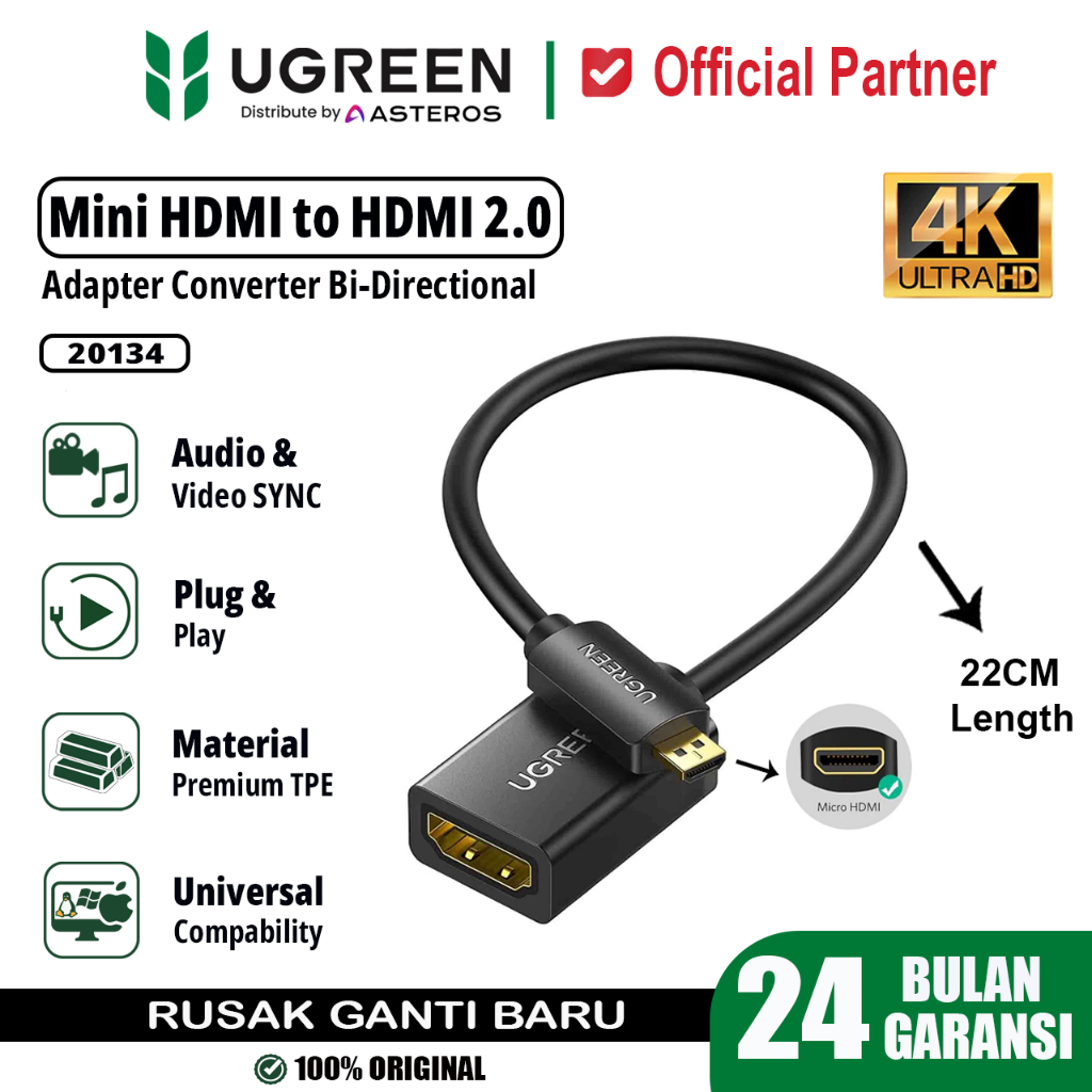 Kabel Micro HDMI ,Micro Usb To HDMI UGREEN Support HD 4K / Mini HDMI