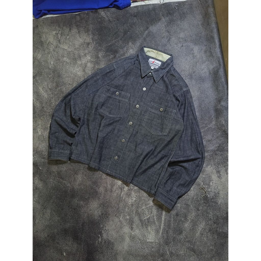 kemeja raw denim