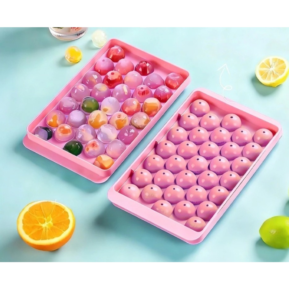 Cetakan Es Batu Bulat 33 Lubang Ice Ball / Cetakan Tempat Ice Cube Jelly Puding Bulatan Praktis Penc