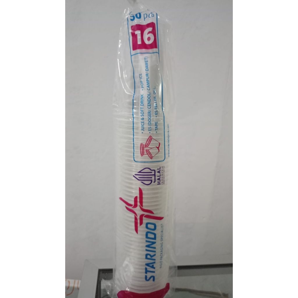 gelas plastik starindo 16 oz