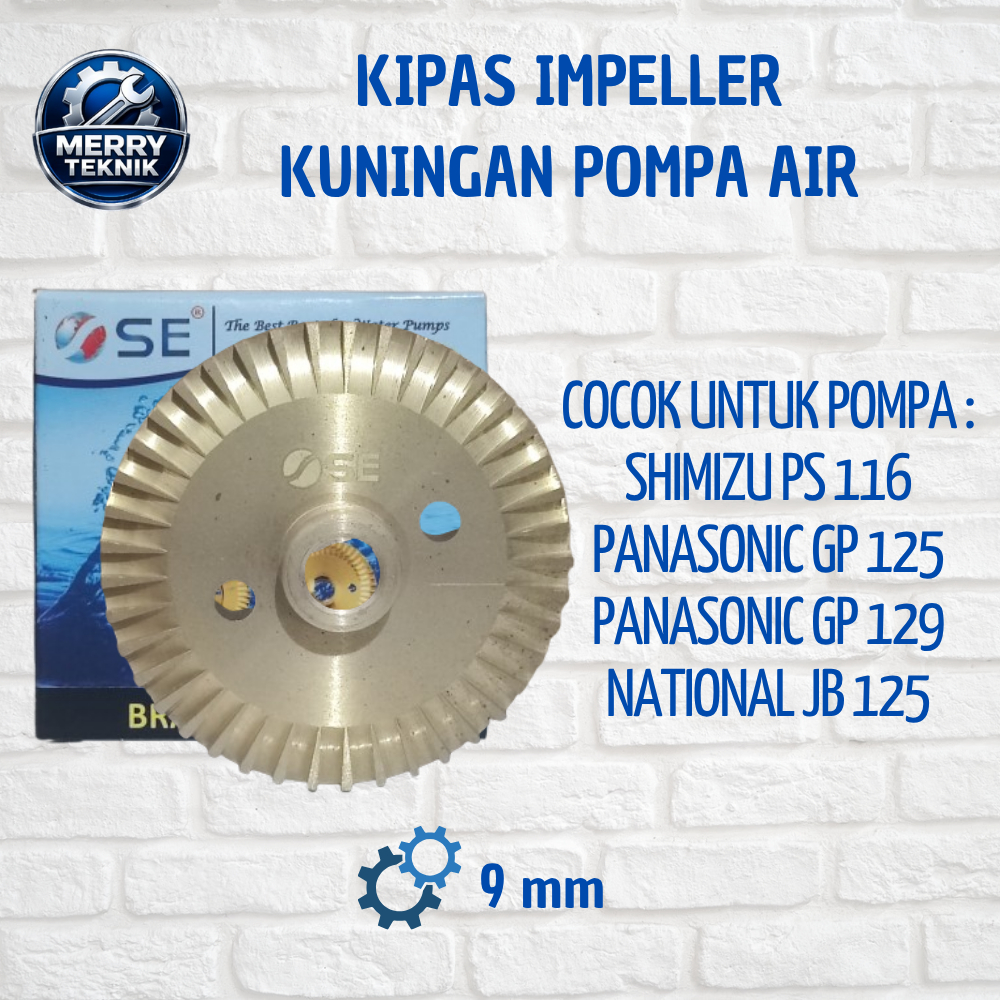 Kipas Impeller Kuningan Pompa Air Panasonic GP 125/129 - As 9 mm