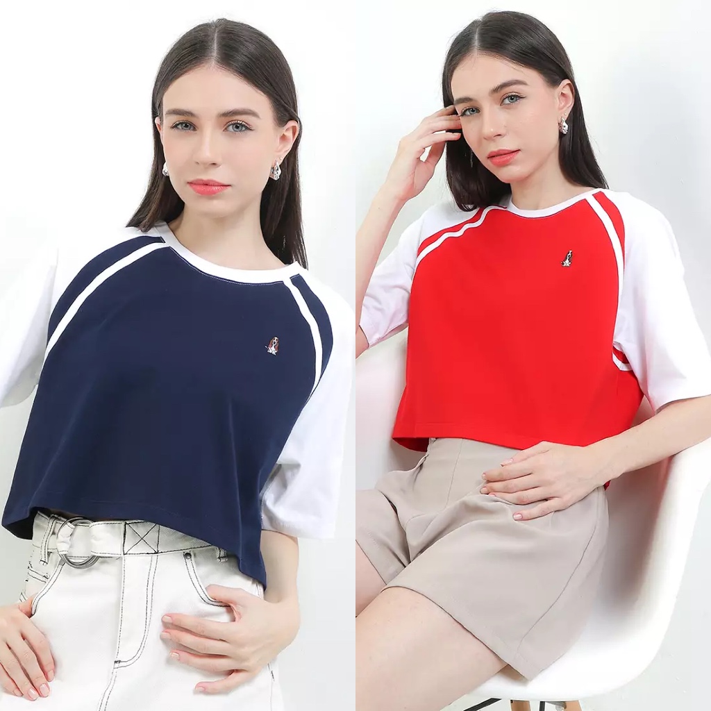 Hush Puppies Driven Original (Kaos Crop Raglan Lengan Pendek Wanita)
