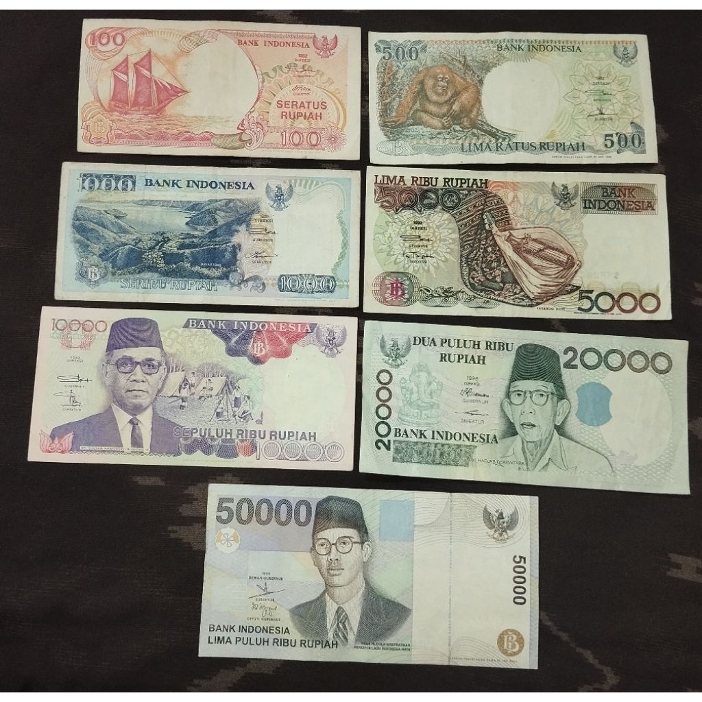 paket murah uang kertas kuno 100rp - 50rb wr TH 90an