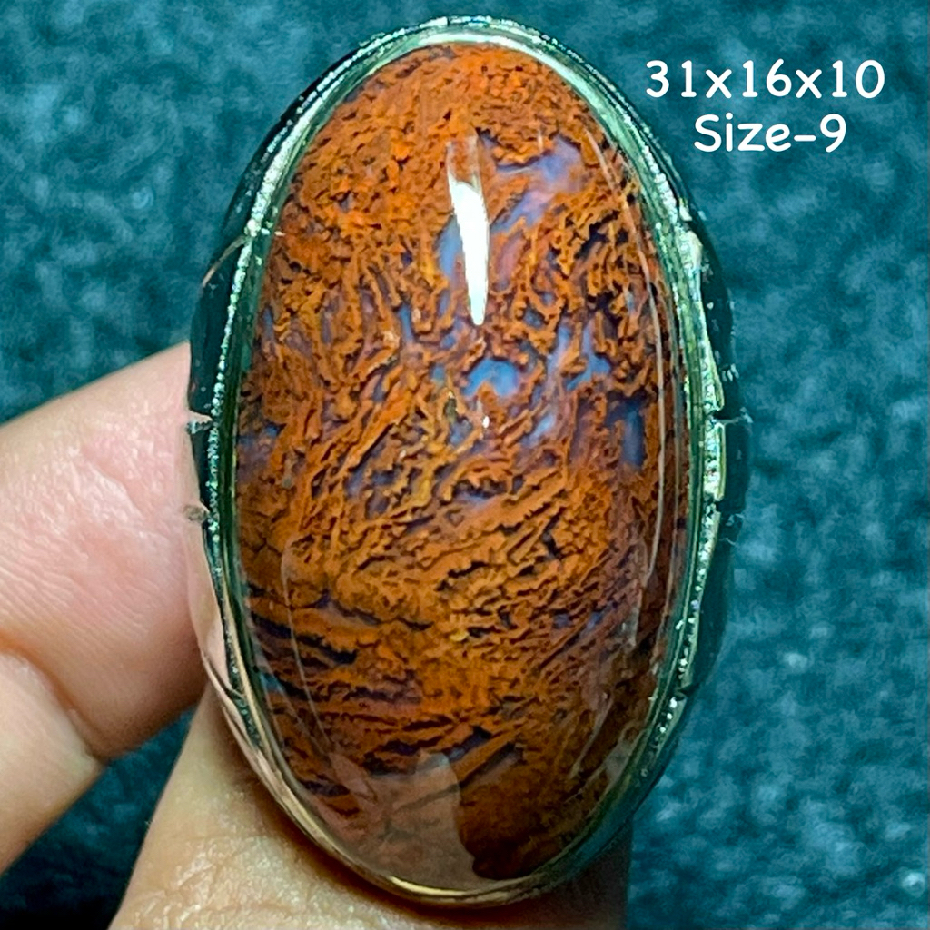 Cincin Batu Akik Natural Garut Merah Cabai (Asli Alam)