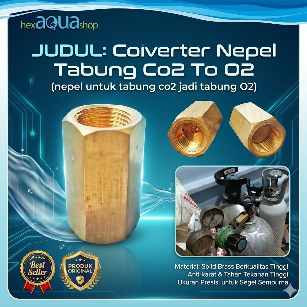 konveter adaptor konektor nepel tabung co2 ke o2 converter neple oksigen