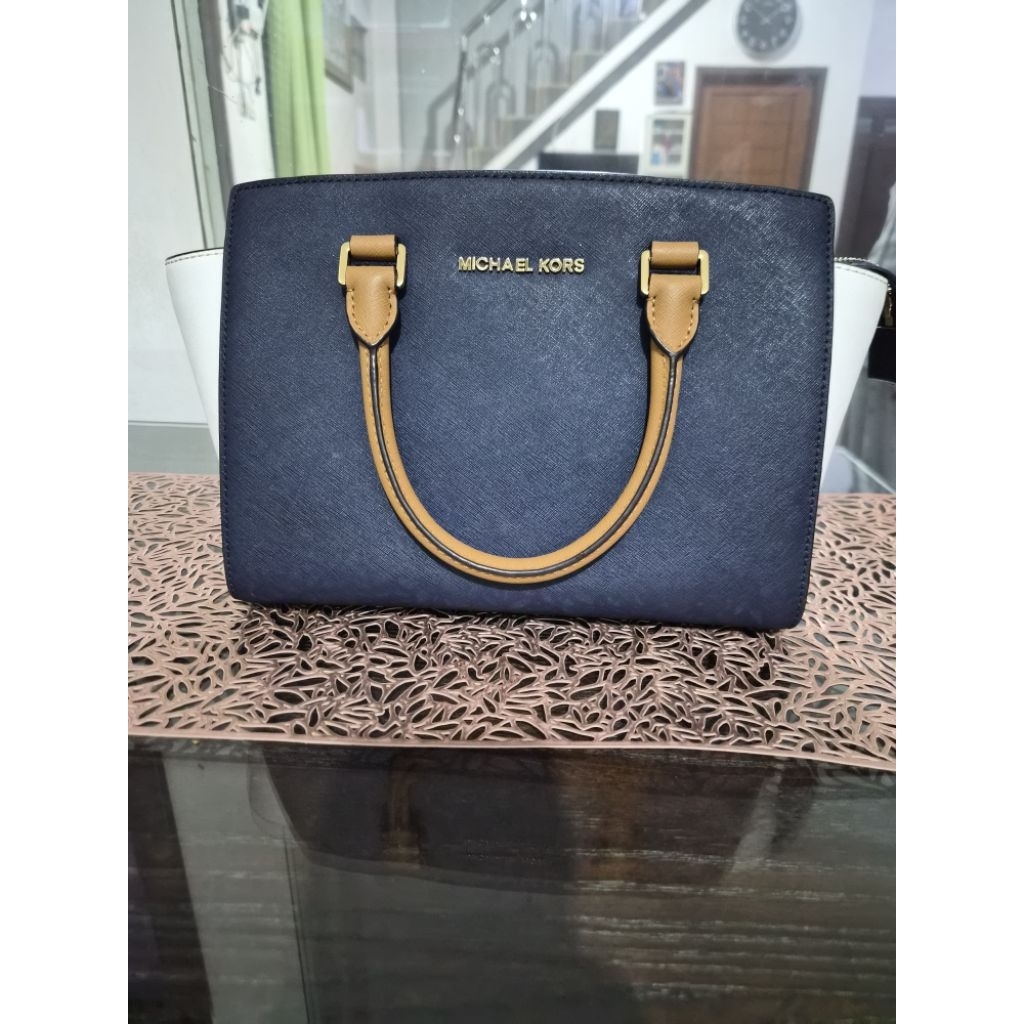 Preloved Michael Kors "MK Selma Medium Two Tone Satchel Bag"