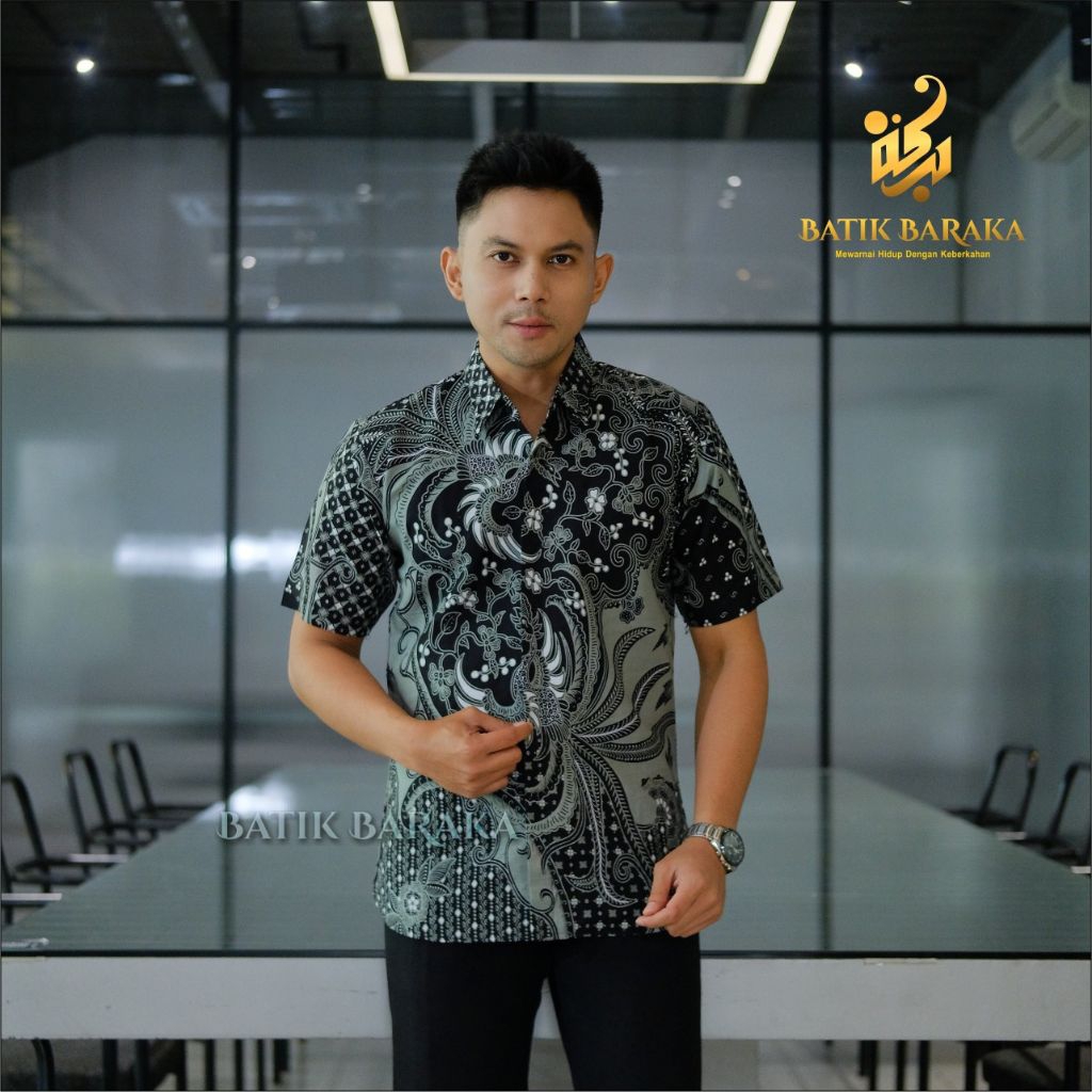 Kemeja Batik Pria Warna Hijau Mint Modern Slimfit Motif Amartya Baju Batik Pria Jumbo