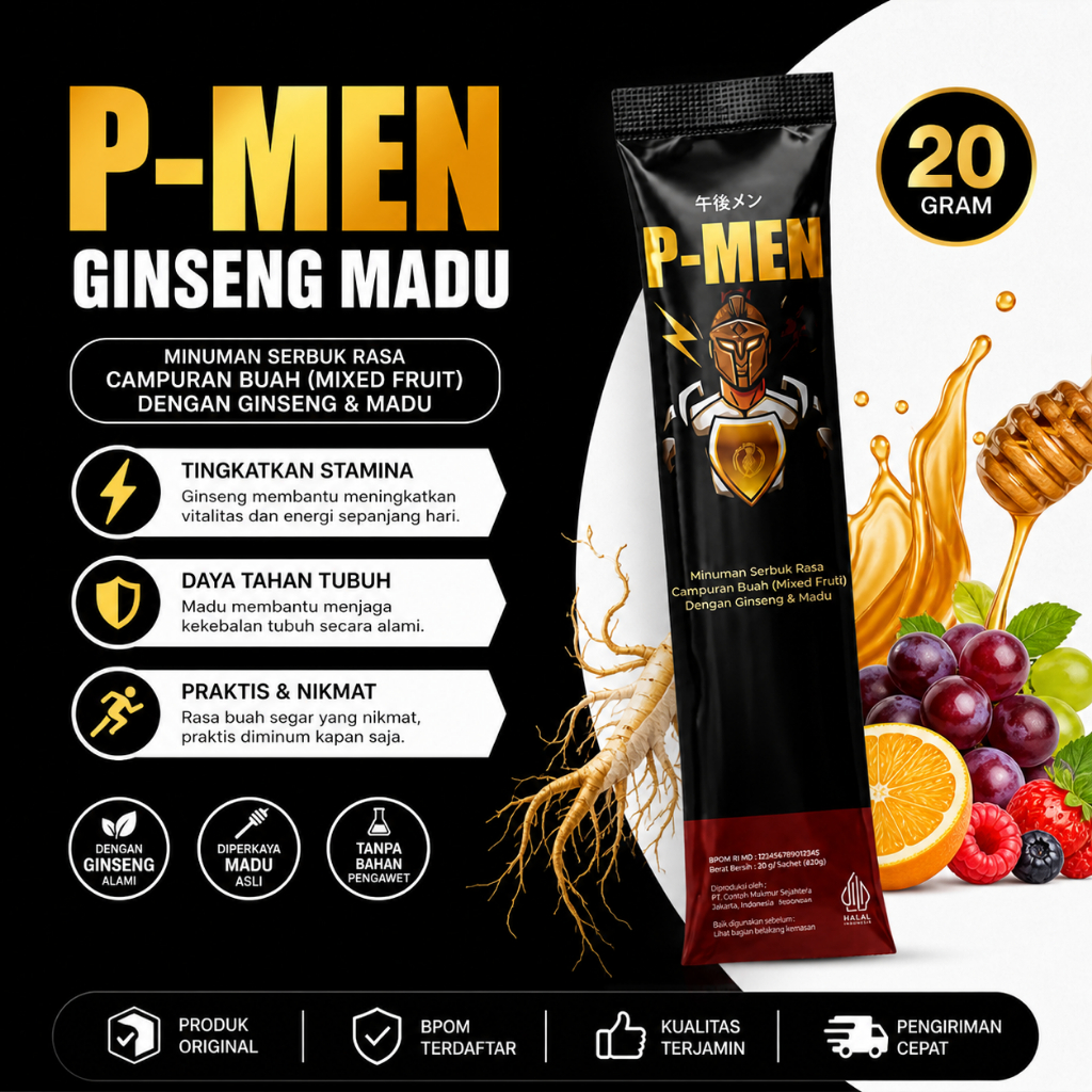 P-Men Ginseng Madu Premium 20g Herbal Energi Stamina Dan Daya Tahan Tubuh Original