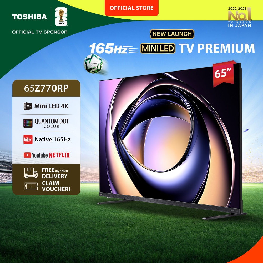 [AI 4K Mini LED 165Hz] Toshiba TV 65" 4K UHD AI Smart TV - Dolby Vision IQ + Atmos Regza ZRi 2.1.2 S