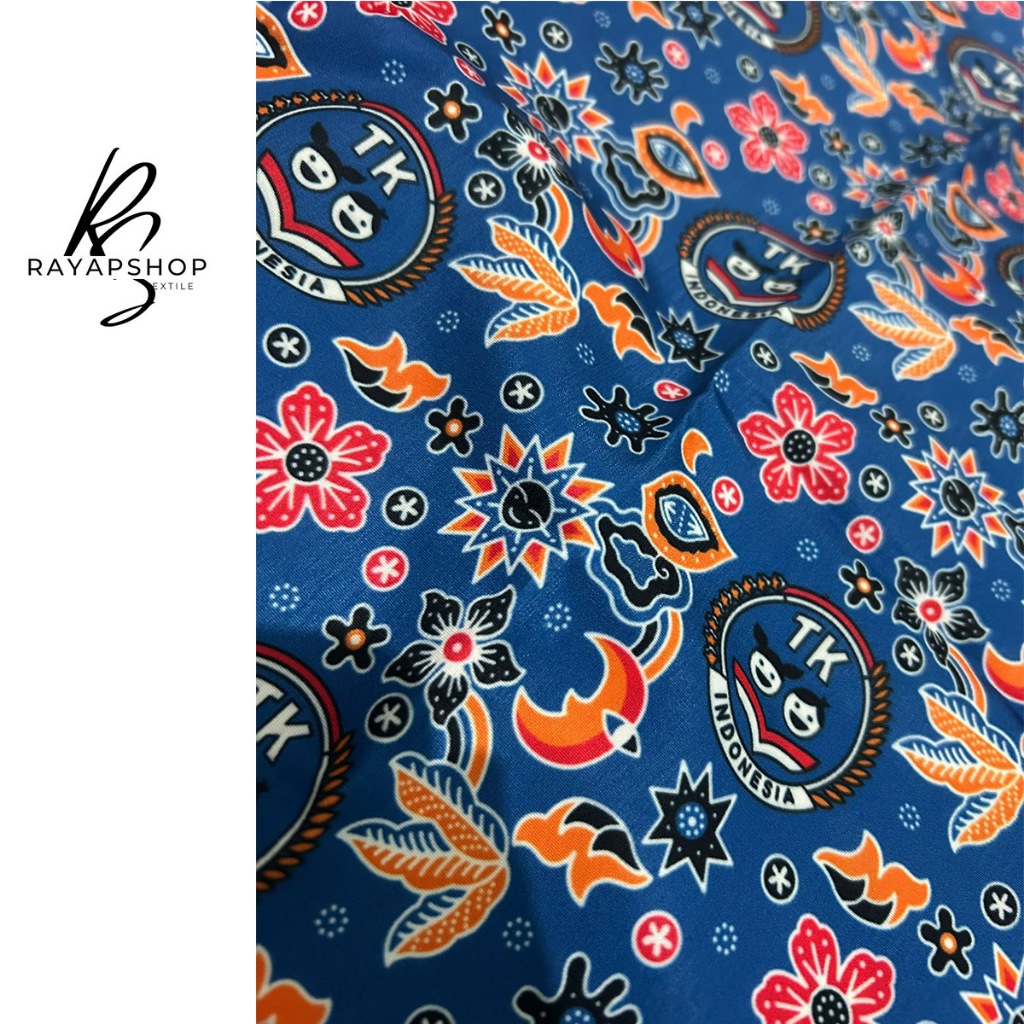 Bahan Kain Batik Meteran Premium Seragam Sekolah Tk Nasional Biru