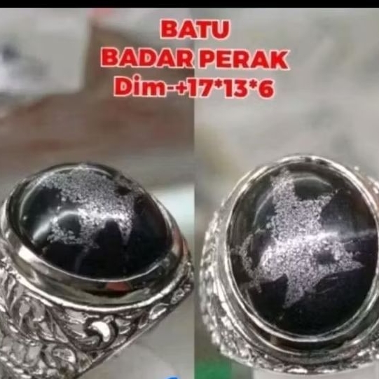 Cincin batu Badar perak ring alpaka dim 18