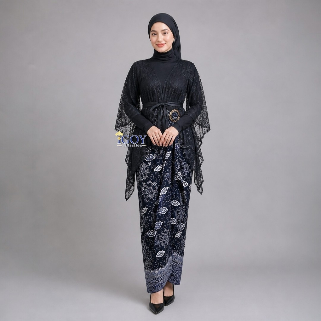 Setelan kebaya modern wanita outer kebaya dan rok lilit batik untuk wisuda graduation bridesmaid lam