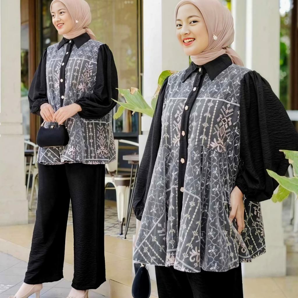 One Set Anissa Premium Terbaru One Set Wanita Wanita Crinkle