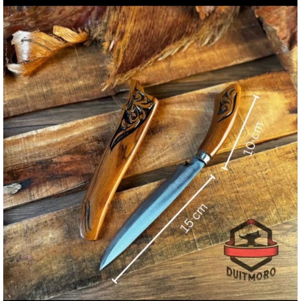 Pisau Dapur Baja 15 cm Kayu Ukir Premium