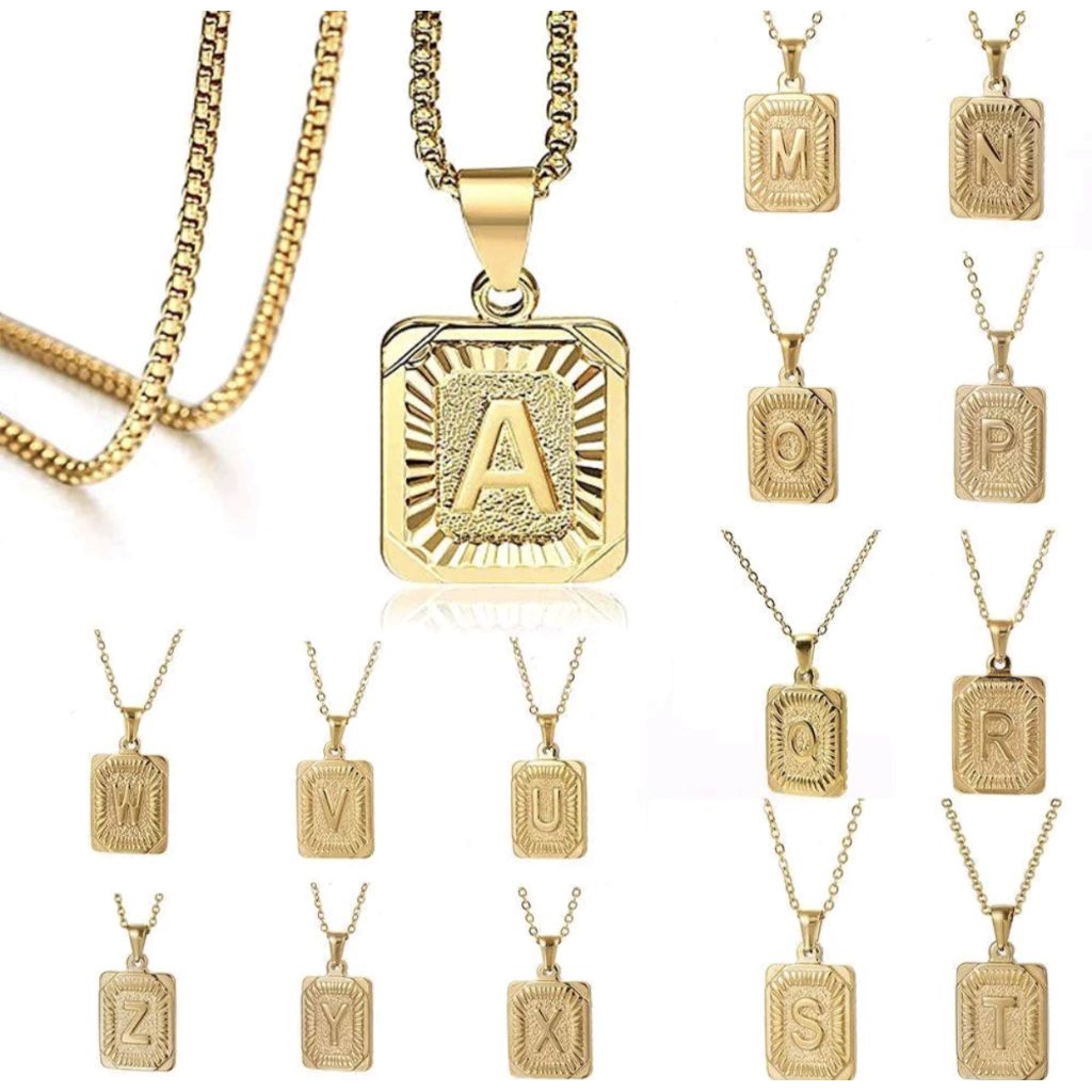 liontin huruf abjad motif kotak liontin alfabet liontin saja tanpa kalung