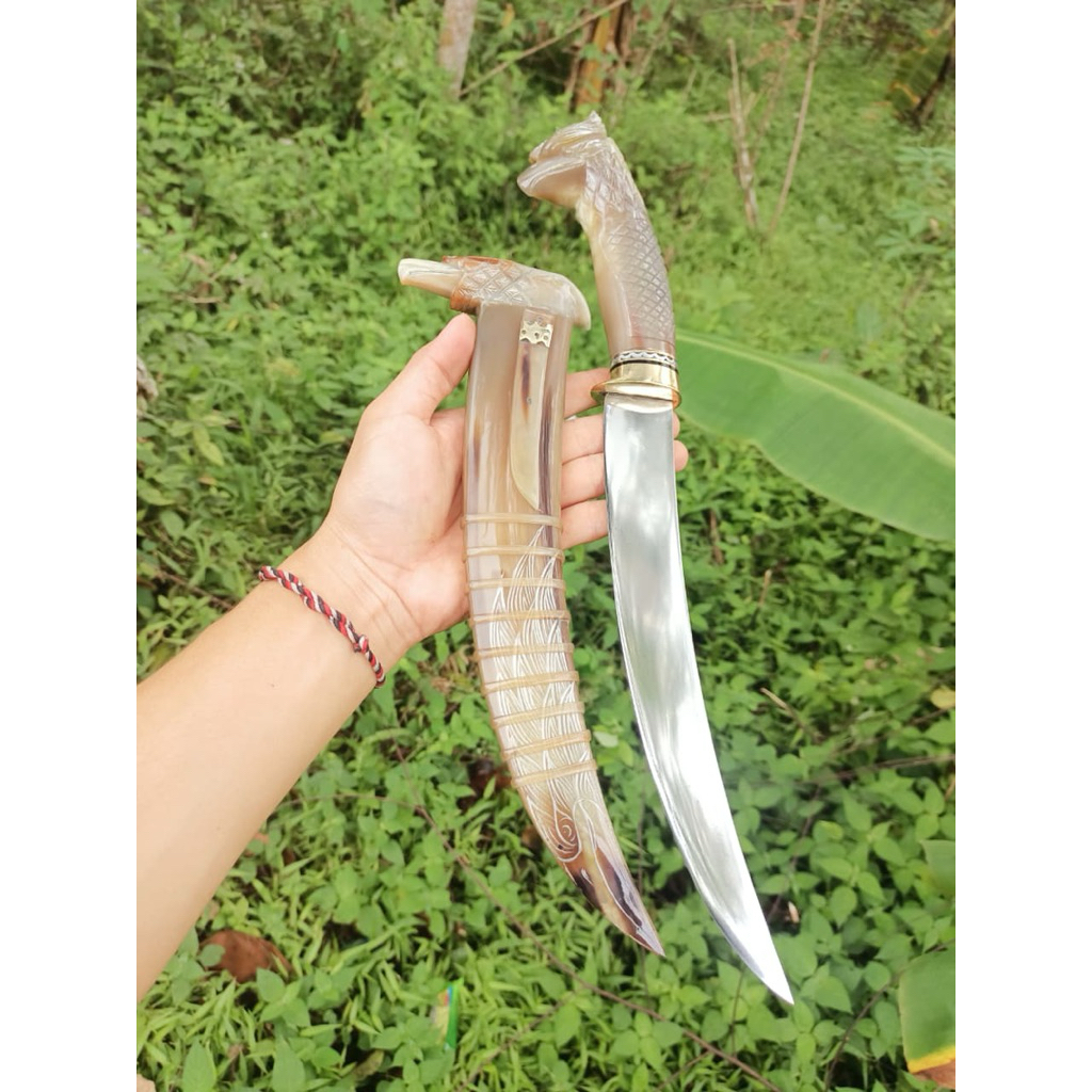 GOLOK PISAU SEMBELIH FULL TANDUK BULE GARUDA BAJA BOHLER N695 TAJAM 25 cm