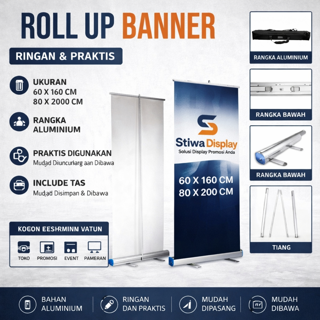 [ready stock]  Roll Up Banner Alumunium/Rangka Banner Berdiri Premium/Banner Jualan/Rangka Banner Pa
