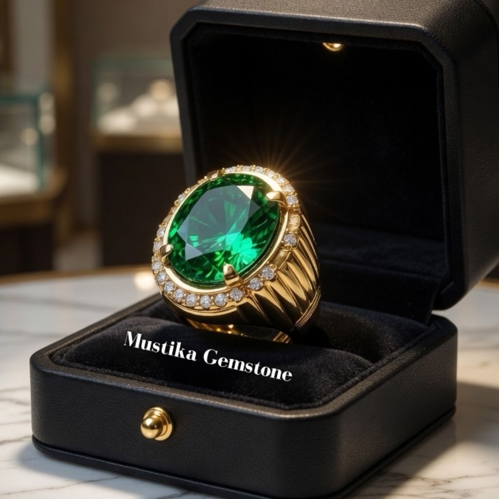 Cincin pria Batu Cincin Emerald Jamrud Rusia Termurah
