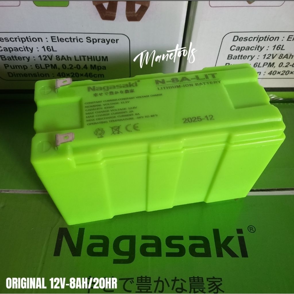 ORIGINAL ACCU/AKI BATTERY SPRAYER | NAGASAKI 12V-8AH/20HR LITHIUM UNTUK MESIN SEMPROT ELEKTRIK SERBA
