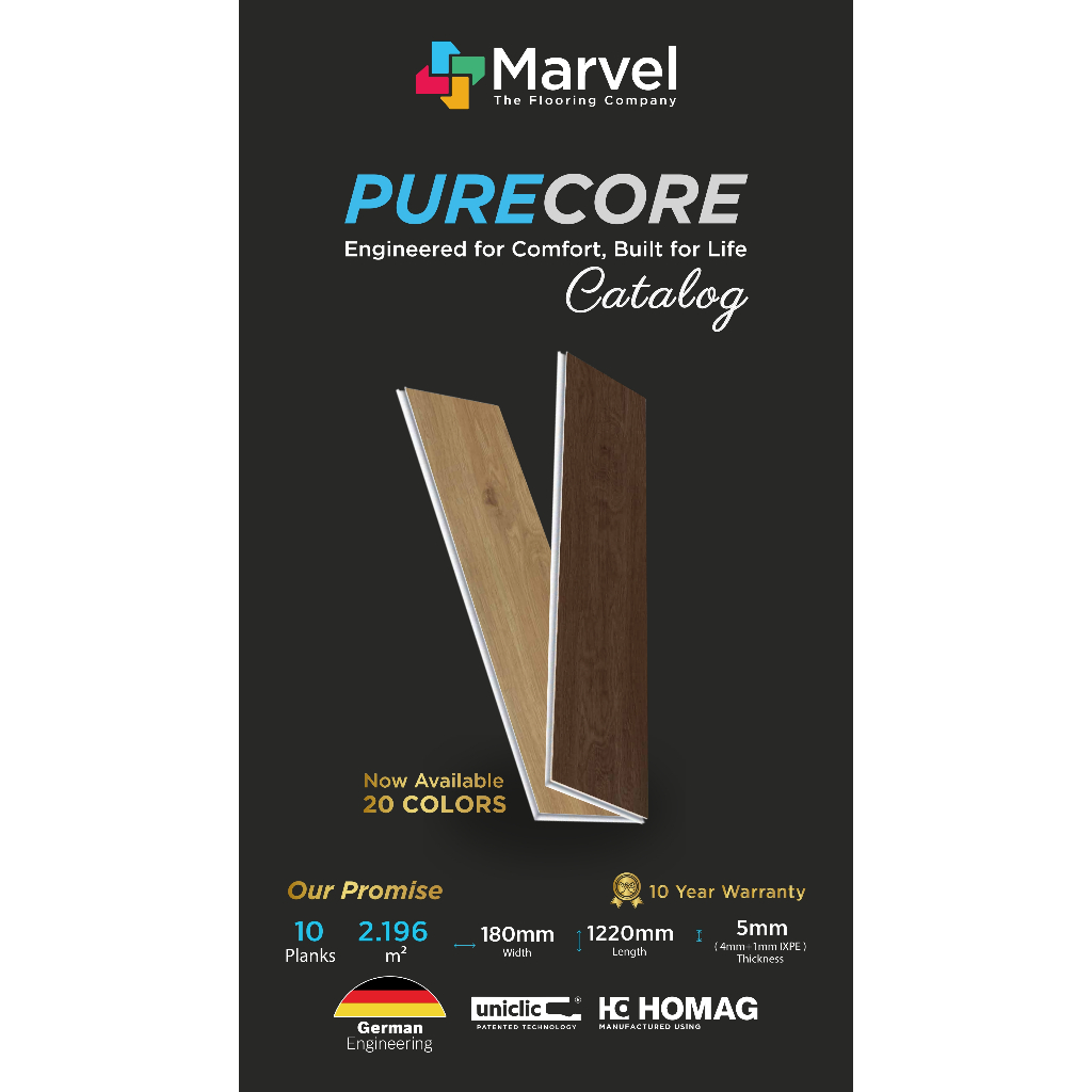 VINYL SPC MARVEL | Lantai Vinyl SPC 5mm | Vinyl SPC Flooring - m2 / Pure Core Marvel SPC