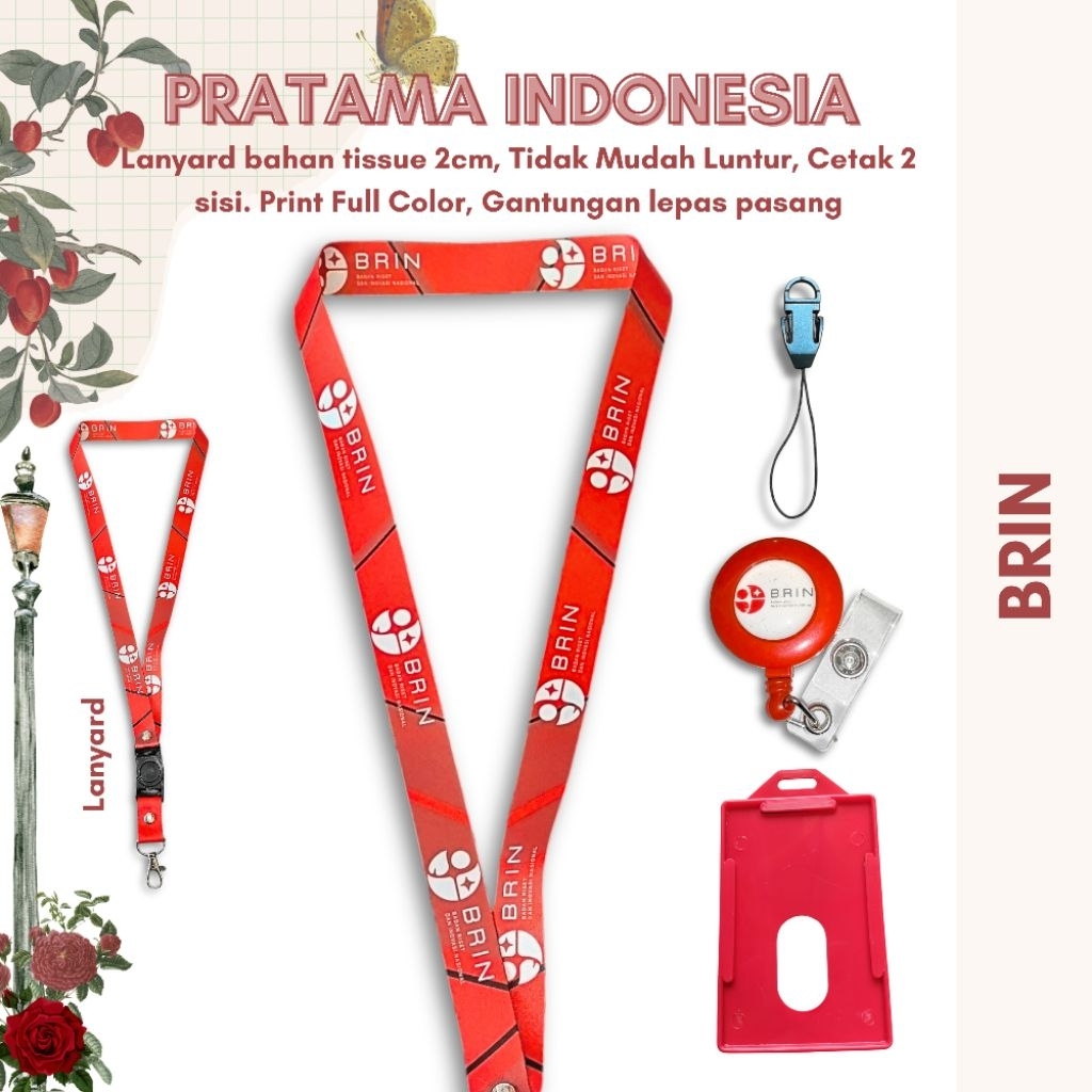 READY!! TALI/LANYARD GANTUNGAN ID CARD BRIN MERAH [STOK MELIMPAH] BELI ECERAN RASA GROSIR