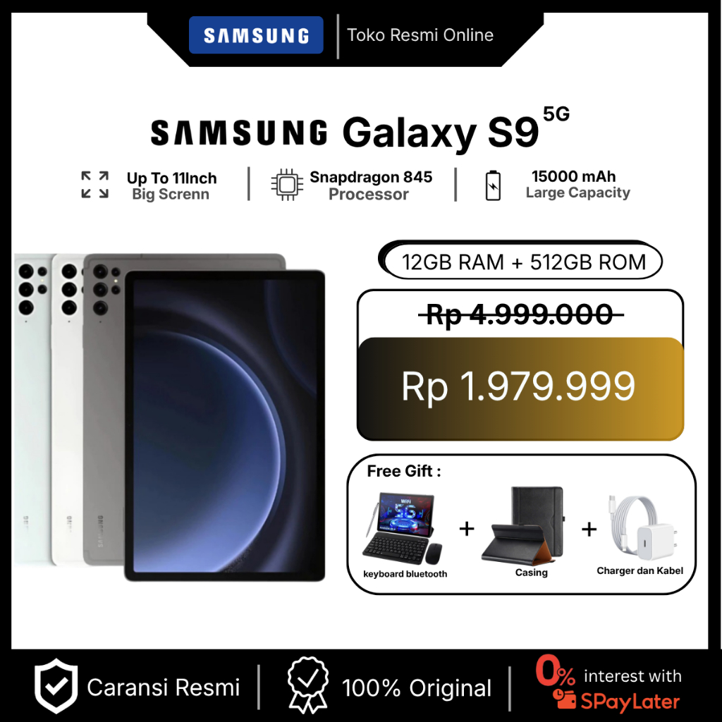 [ Gratis Ongkir ] Samsung Galaxy S9 Tab 11 Inch | 5G/4G LTE | 12GB RAM 512GB ROM | Dual SIM | Androi