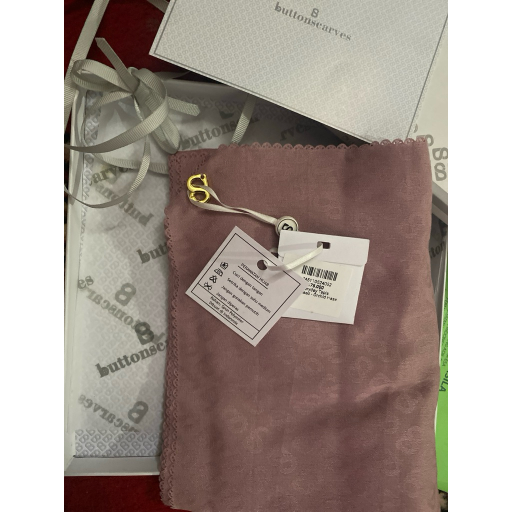 new tapis emboss buttonscarves lengkap orchid haze