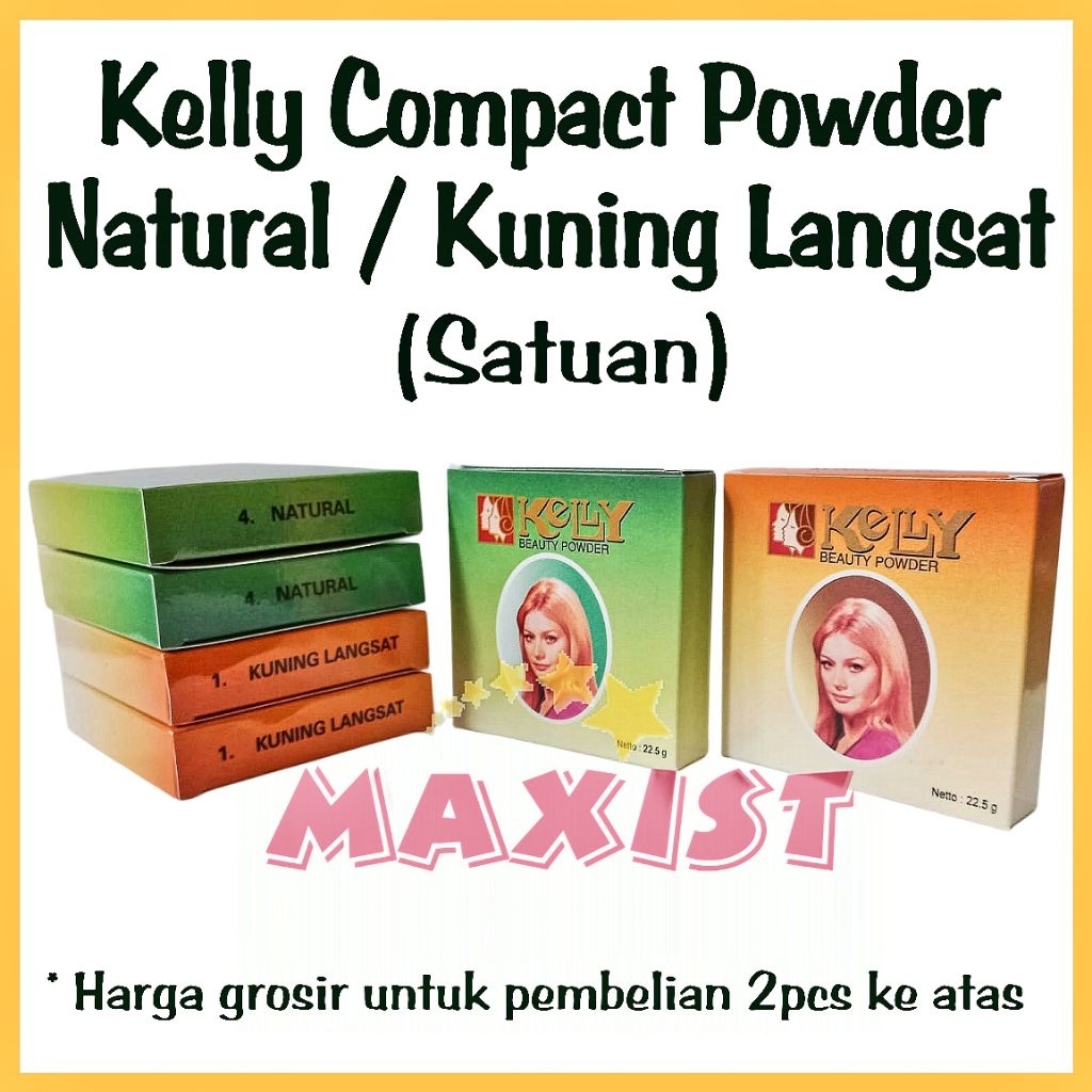 Kelly Beauty Powder Bedak Padat Kelly Kuning Langsat / Natural Kelly Compact Powder