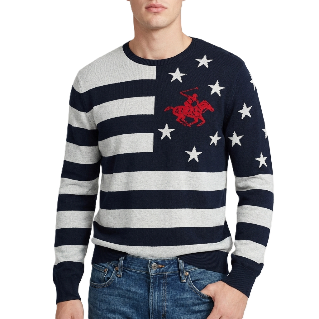 BEVERLY HILLS POLO CLUB SWEATER MEN BLACK WHITE BVM24119