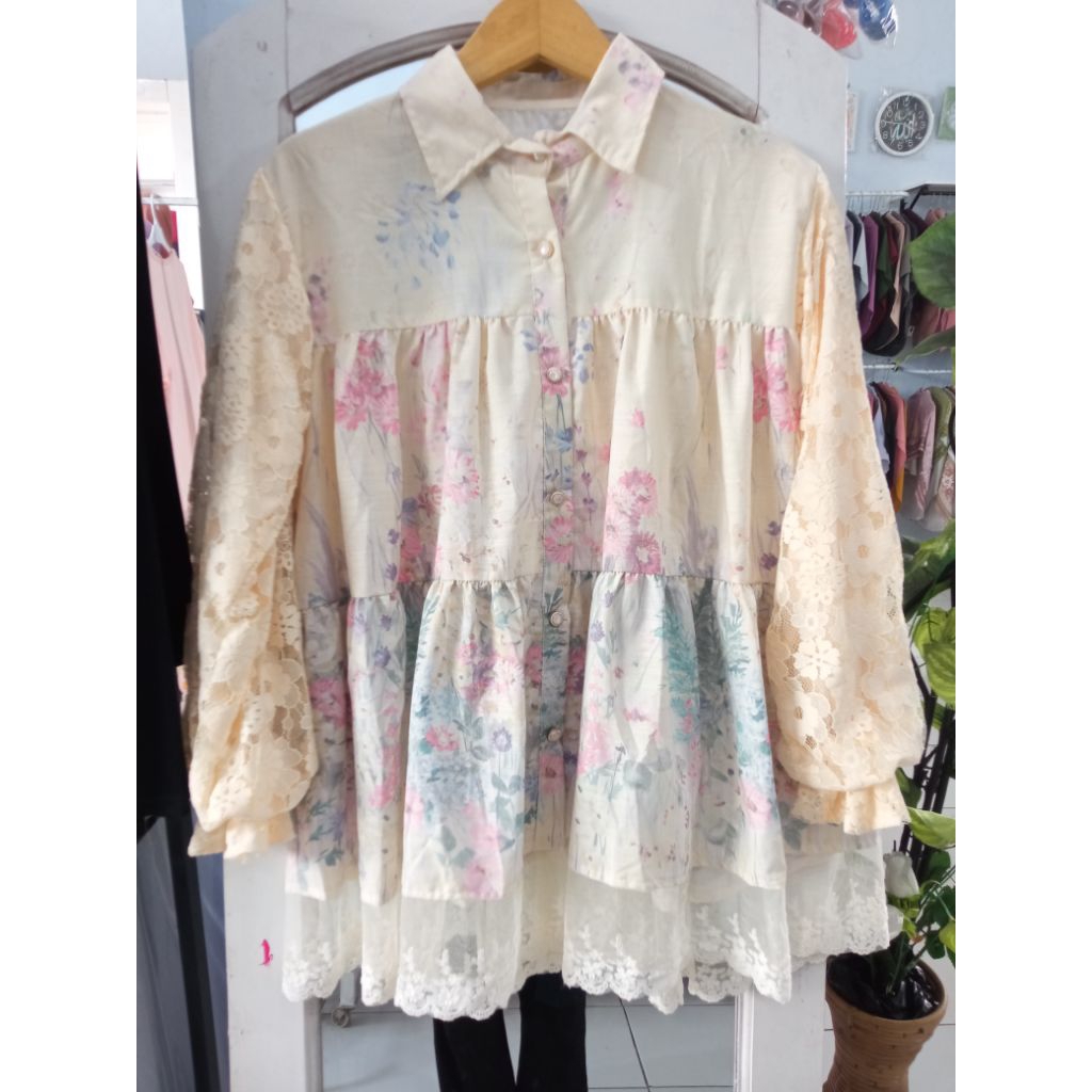 Atasan Meijiewang | Blouse Meijiewang | Atasan Mewah Cantik | Atasan Renda