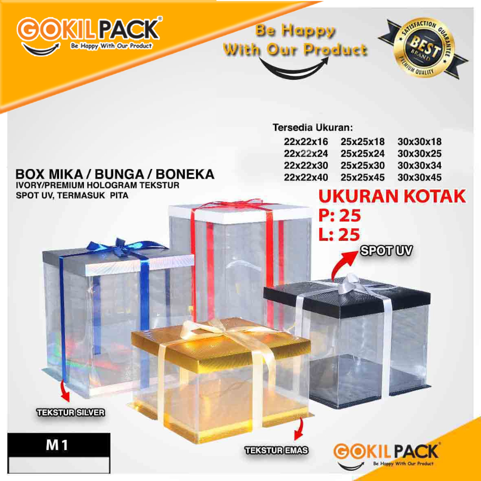 Cake Box Kotak Kue Mika Transparan Dus Hadiah - Tutup Hologram 25x25