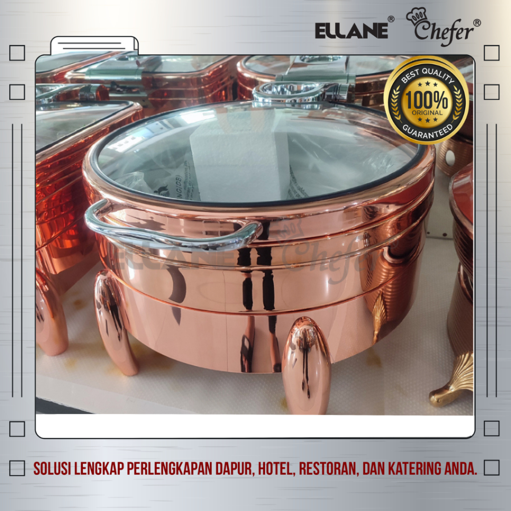 CHAFING DISH PEMANAS MAKANAN  BULAT ROSE GOLD