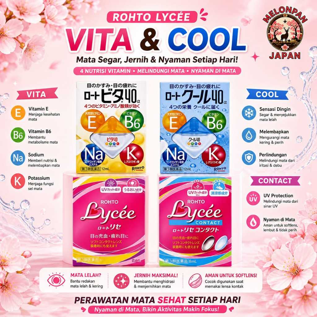 Rohto Lycee Softlens Vita Cool  EYEDROP OBAT TETES MATA SOFTLENS/ NON SOFTLENS JEPANG