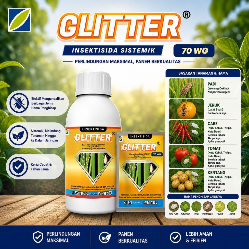 LALAT BUAH - KUTU KEBUL INSEKTISIDA GLITTER 70 WG 10 GR - IMIDACLOPRID 70% WG AMPUH BASMI WERENG COK