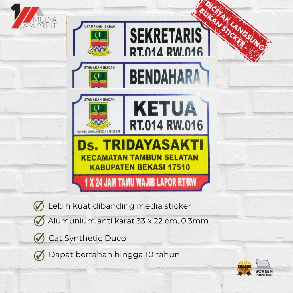 Papan Nama ketua RT | Papan Nama ketua RW | Plat Nomor Custom | Plat Nomor Rumah | Plang Nama ketua 