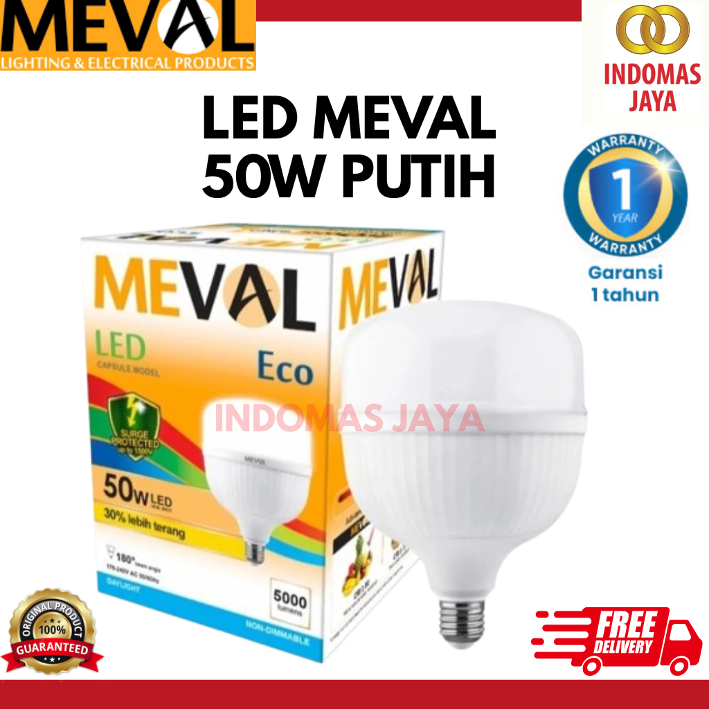 MEVAL LED KAPSUL ECO 50W WHITE/ LAMPU LED MEVAL KAPSUL ECO 50 WATT GARANSI 1 TAHUN
