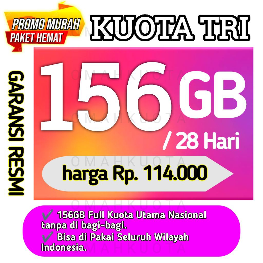 HOTPROMO - PAKET DATA TRI 100GB FULL TANPA PEMBAGIAN