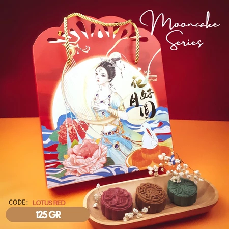 Slide Box Mooncake Lotus Red Packaging Kue Bulan