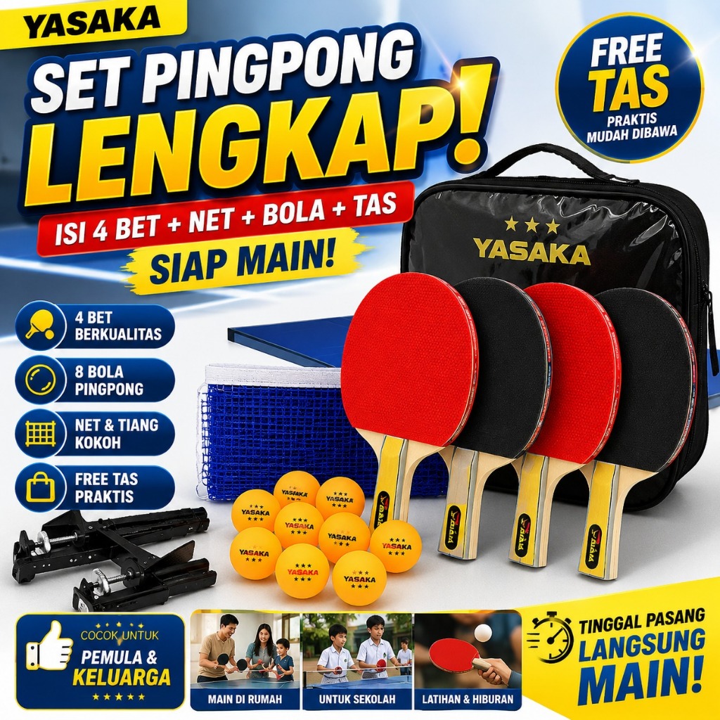 BET PINGPONG - TIANG PINGPONG - YASAKA SET ISI 4 FREE TAS